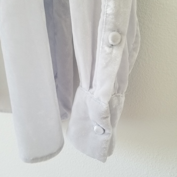🌸 J. Crew Silver Velvet Covered Button Down Long Sleeve Shirt Top Size XS - Picture 9 of 14